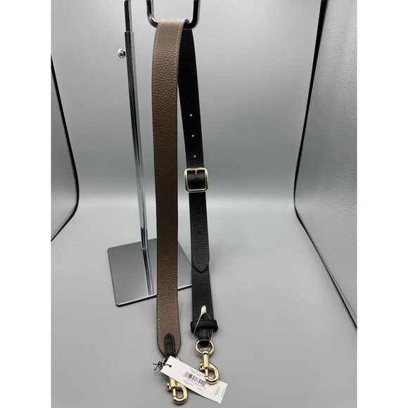 Coach CZ785 Reversible Replacement Strap Black Dark Stone Pebbled Leather NWT - Picture 3 of 13